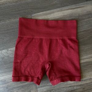 Women's Ribbed Red Shorts